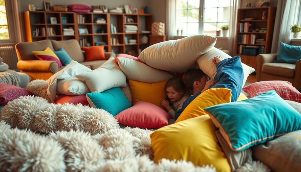 building a pillow fort building a pillow fort