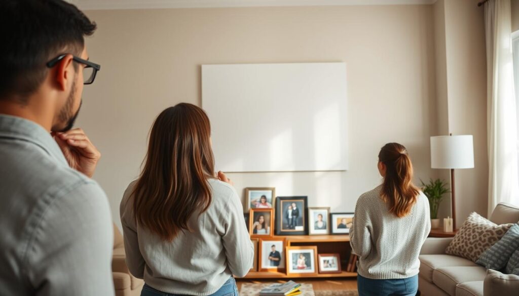 choosing a wall for family photos